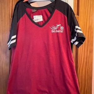Women’s 2xl. Indian Motorcycle riding shirt with rhinestones. “Open Road Girl”.